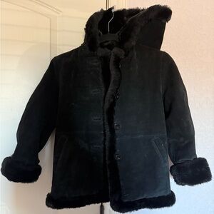 Wilsons Leather Kids Black Fur-Lined Hooded Puffer Coat
